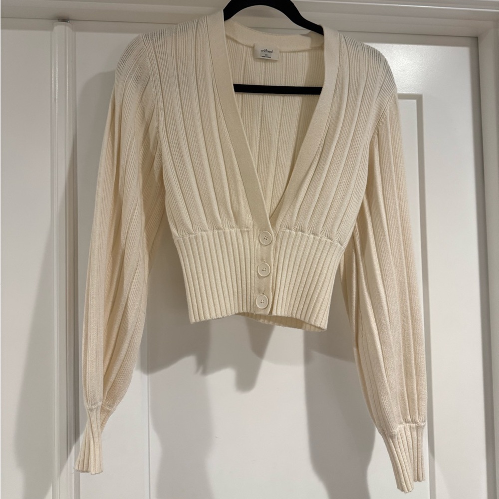 Wilfred Cream Ribbed Cardigan